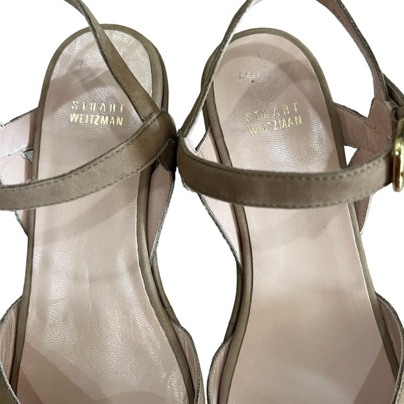 Stuart Weitzman 10 Lockness Wedge Sandals Tan Suede Leather Platform Summer Shoe - Picture 4 of 8